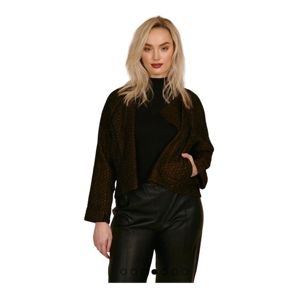 Zero + Maria Cornejo LEO EVE SMOCKED BOMBER TEXTURED JACKET IN BLACK/ BRONZE - Picture 2 of 13